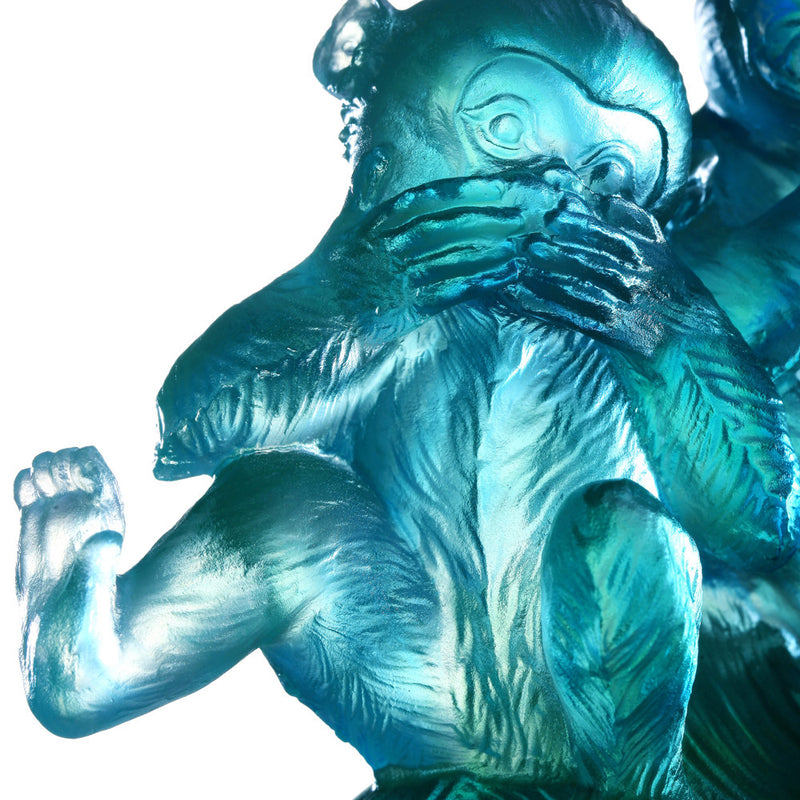 '-- DELETE -- Monkey Figurine (3 Wise Monkeys) - The Mindfulness of Three - LIULI Crystal Art