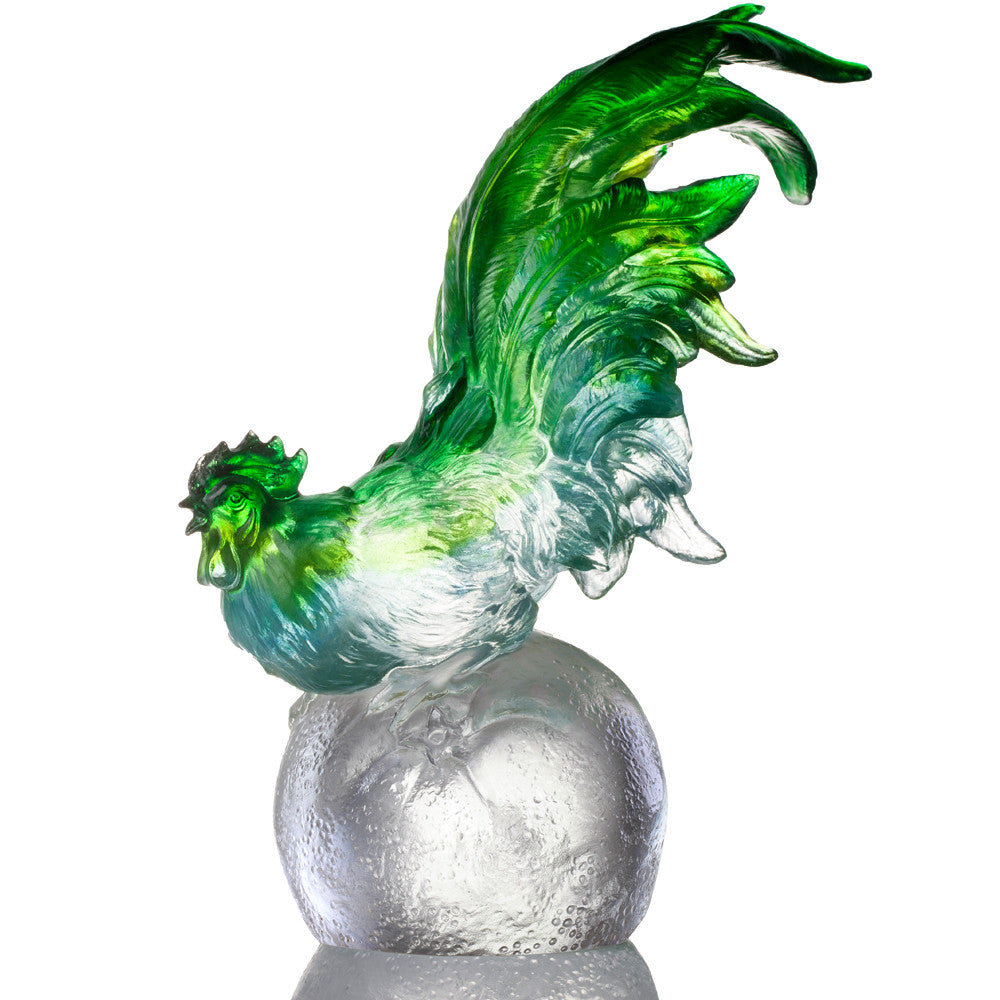 Crystal Animal, Zodiac, Rooster, Winning Determination - LIULI Crystal Art