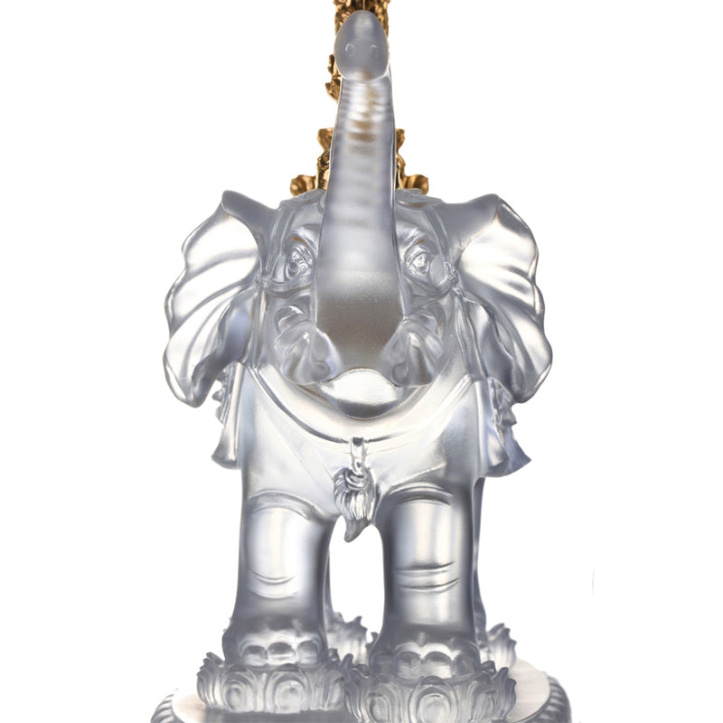 Crystal Animal, Elephant, True Dharma Illumination (24K Gilded) - LIULI Crystal Art