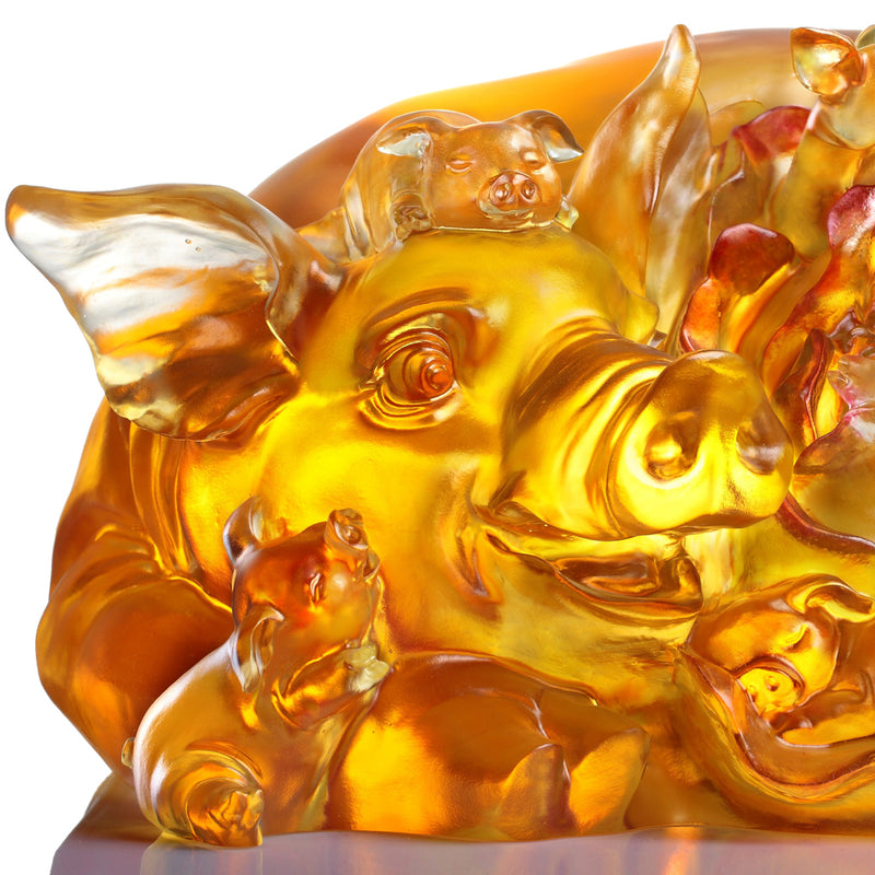 Crystal Animal, Pig, Generational Joy - LIULI Crystal Art