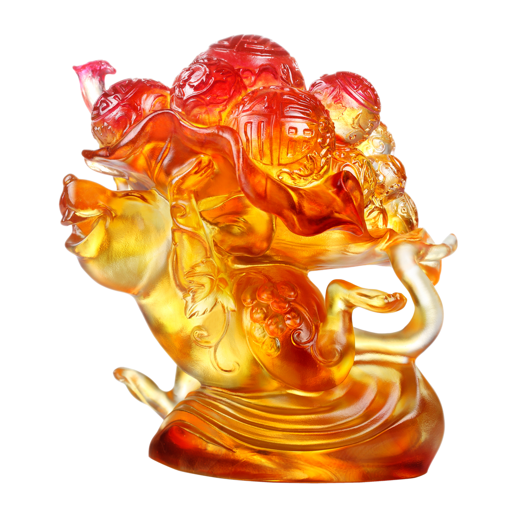 Crystal Animal, Mice, Mouse, Year of the Rat, An Auspicious Delivery - LIULI Crystal Art