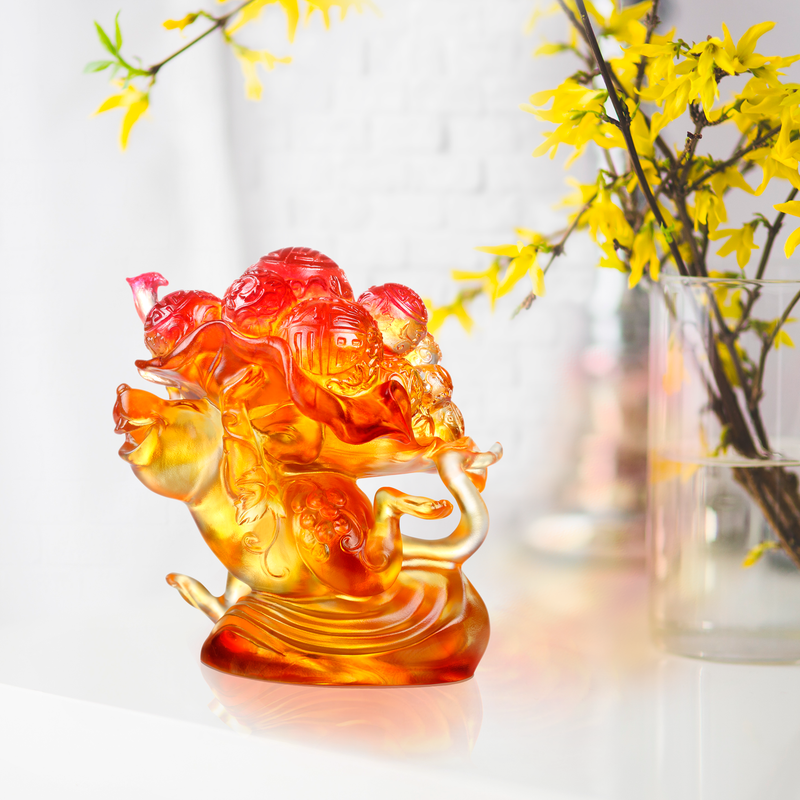 Crystal Animal, Mice, Mouse, Year of the Rat, An Auspicious Delivery - LIULI Crystal Art