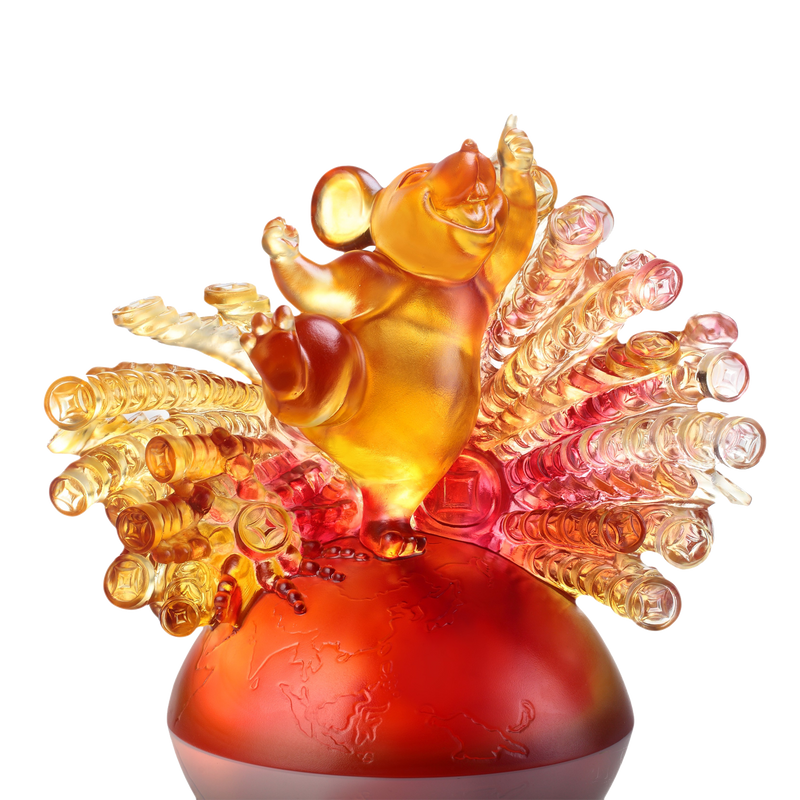 Crystal Animal, Mice, Mouse, Year of the Rat, Happiness Now and Forevermore - LIULI Crystal Art