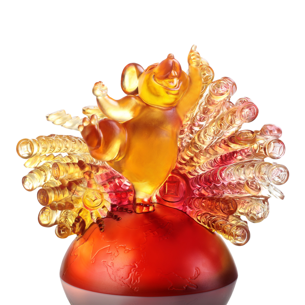 Crystal Animal, Mice, Mouse, Year of the Rat, Happiness Now and Forevermore - LIULI Crystal Art