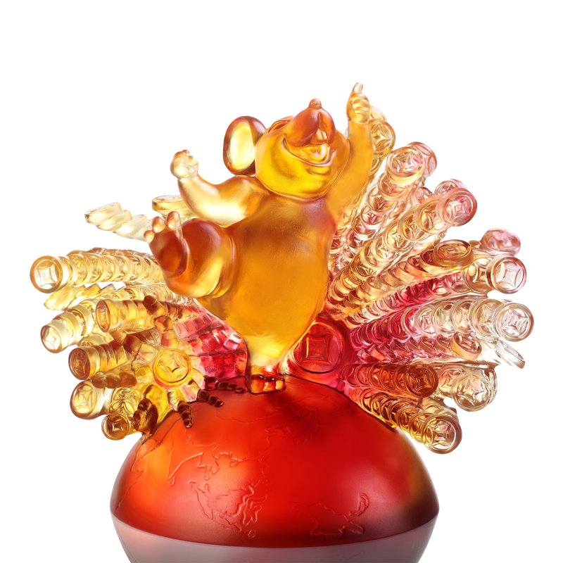 Crystal Animal, Mice, Mouse, Year of the Rat, Happiness Now and Forevermore - LIULI Crystal Art