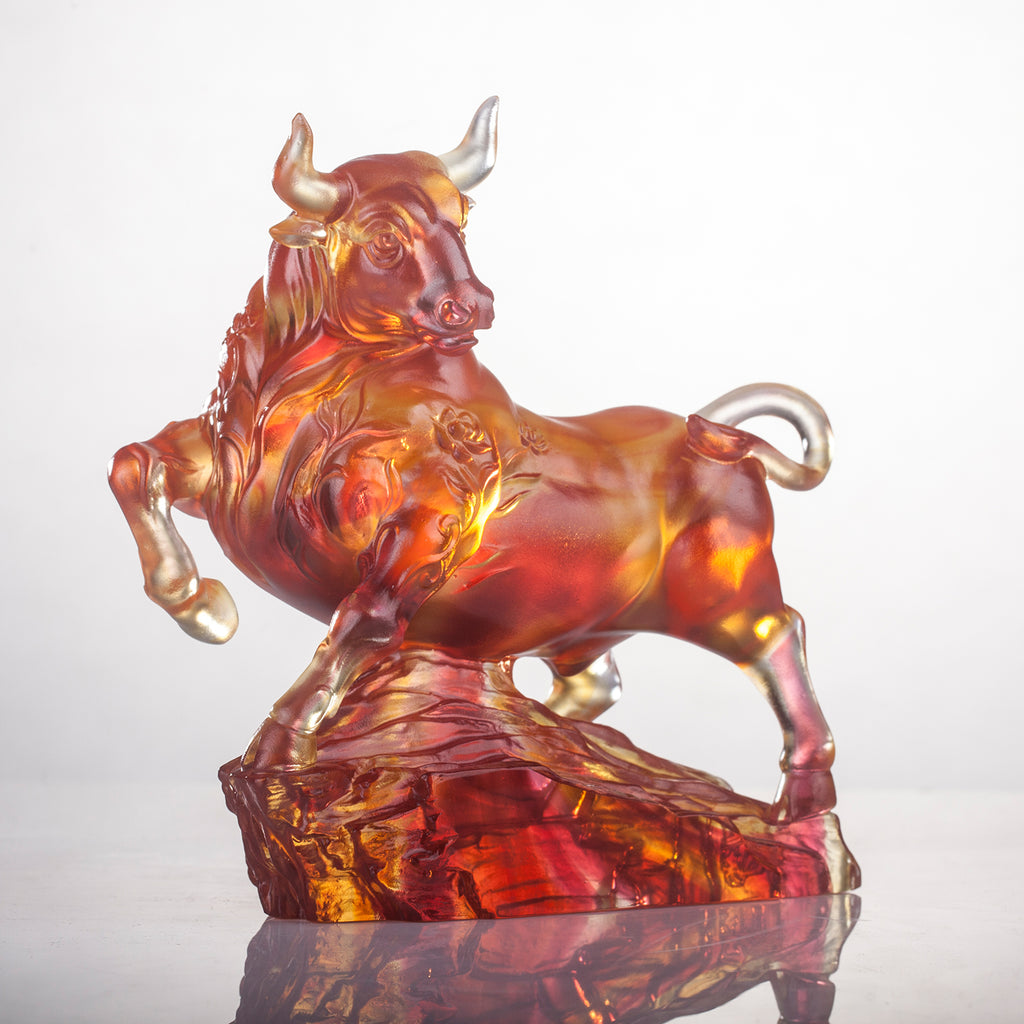 LIULI Crystal Year of the Ox Sculpture Easterly Winds - LIULI Crystal Art