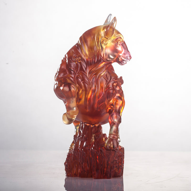 LIULI Crystal Year of the Ox Sculpture Easterly Winds - LIULI Crystal Art