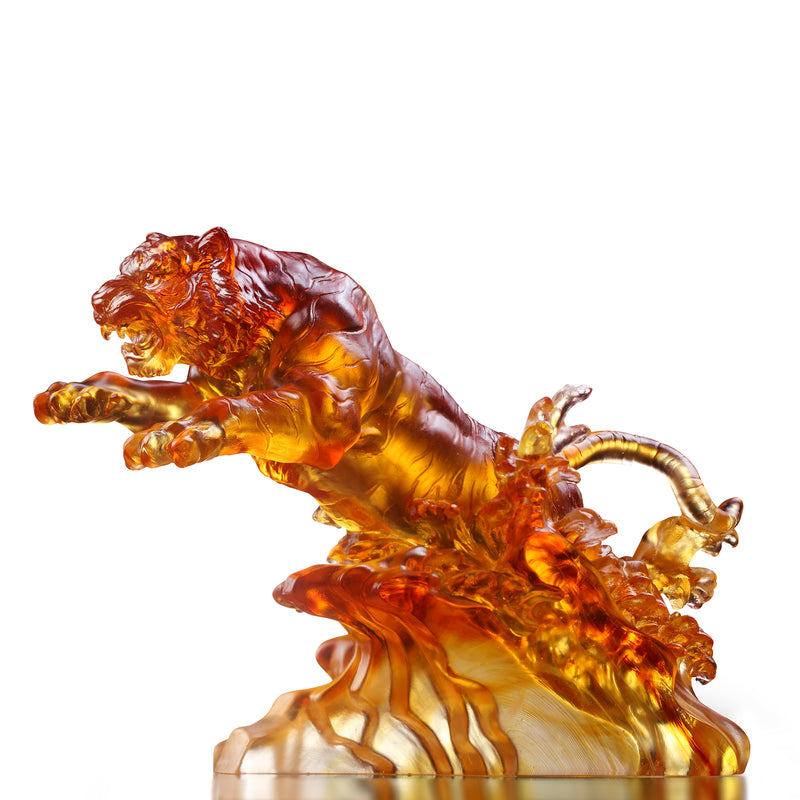 LIULI Crystal Tiger, Chinese Zodiac, Mighty Roar - LIULI Crystal Art