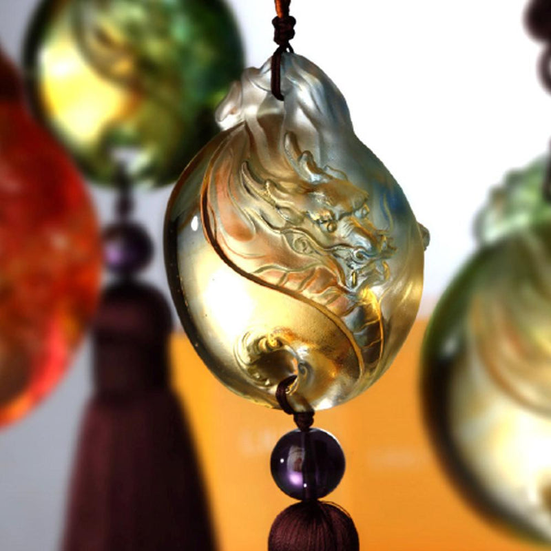 Crystal Dragon Charm, Taiji of the Heavenly Dragon - LIULI Crystal Art