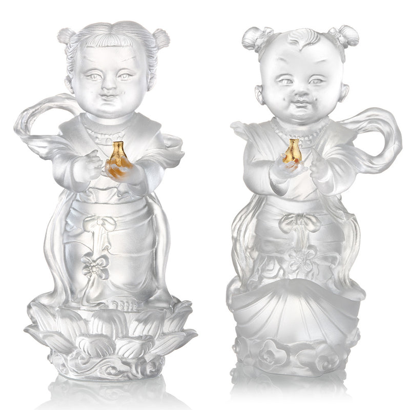 Crystal Doll, Doll of Fortune & Pearl-Baby Fortune & Baby Pearl (Set of 2) - LIULI Crystal Art