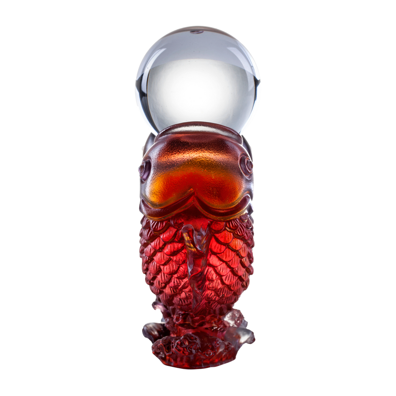 Crystal Fish, Feng Shui, As The Good World Turns-Twin Fish Turning of Ruyi - LIULI Crystal Art