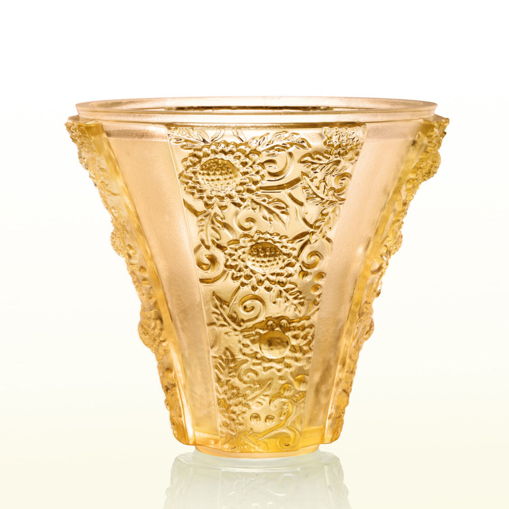 Crystal Floral Vase, In the Presence of Spring-Exquisite Goldenrod - LIULI Crystal Art