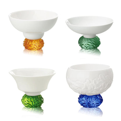 Bone China Sake Glass, Seasonal Treasures, Set of 4 - LIULI Crystal Art