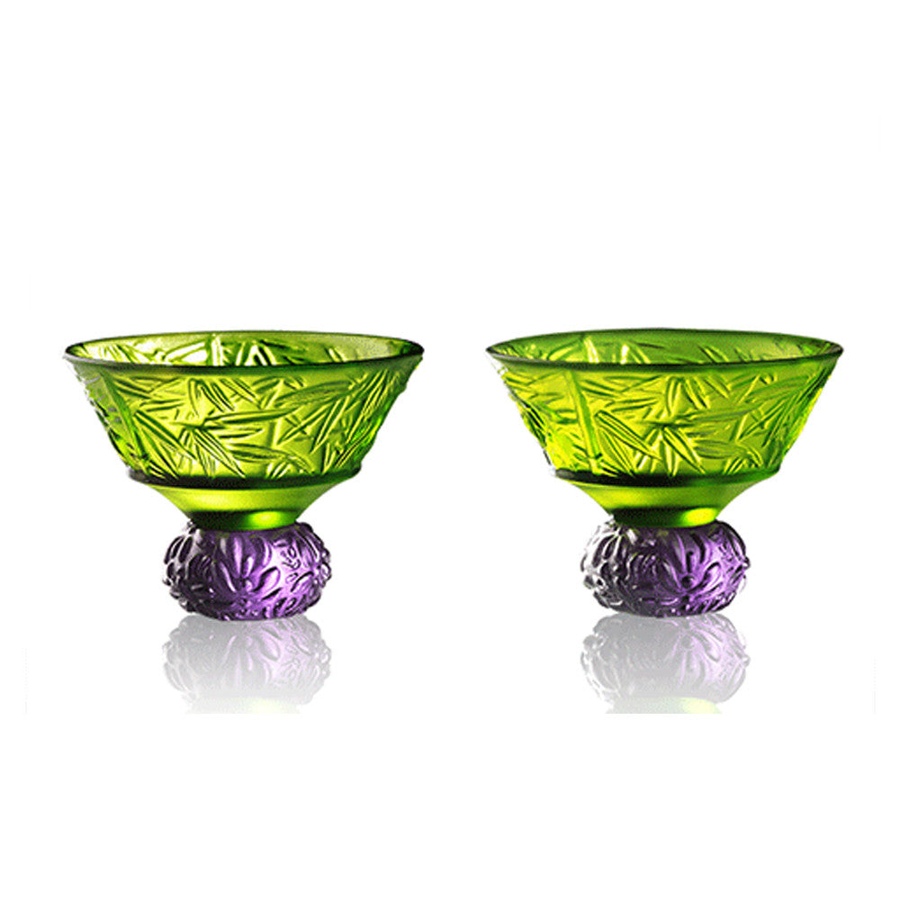 Virtuous Bamboo (A Drink to Virtue) - Sake Glass, Shot Glass (Set of 2) - LIULI Crystal Art