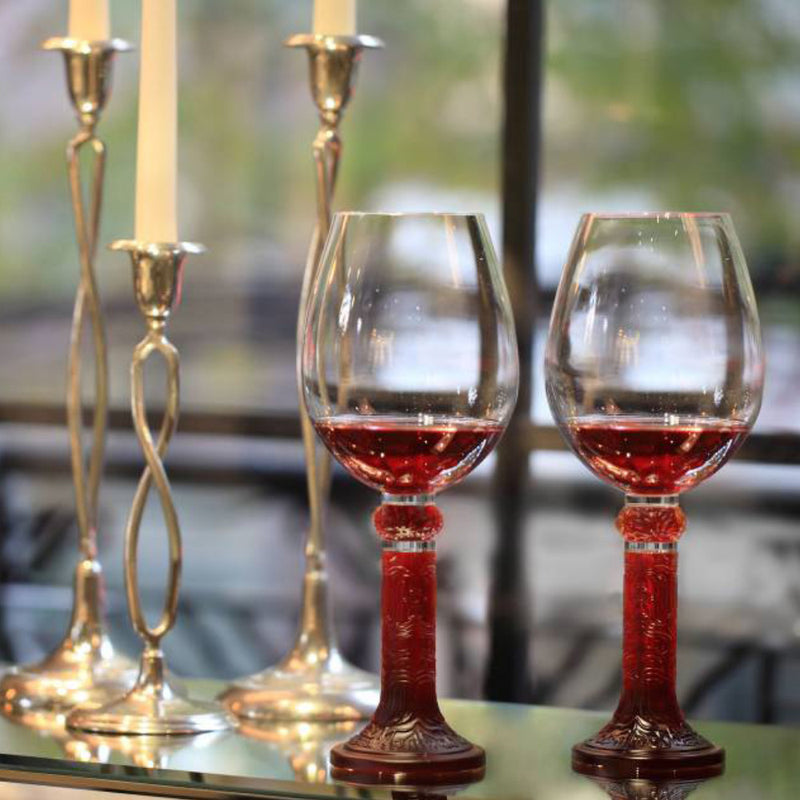 Wine Goblet, Bordeaux Glass, Moon Shadows (Set of 2) - LIULI Crystal Art