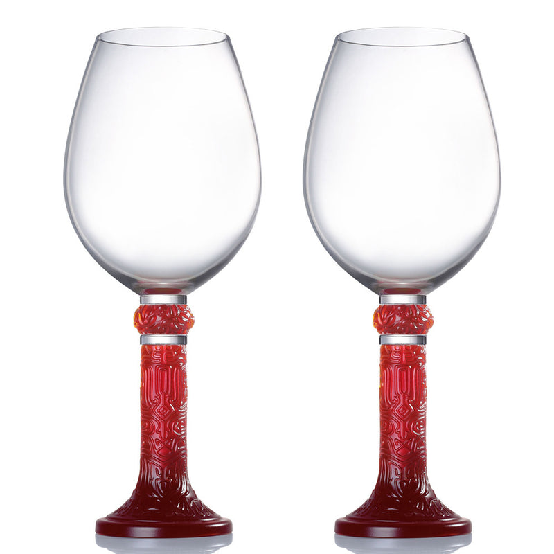Wine Goblet, Bordeaux Glass, Moon Shadows (Set of 2) - LIULI Crystal Art