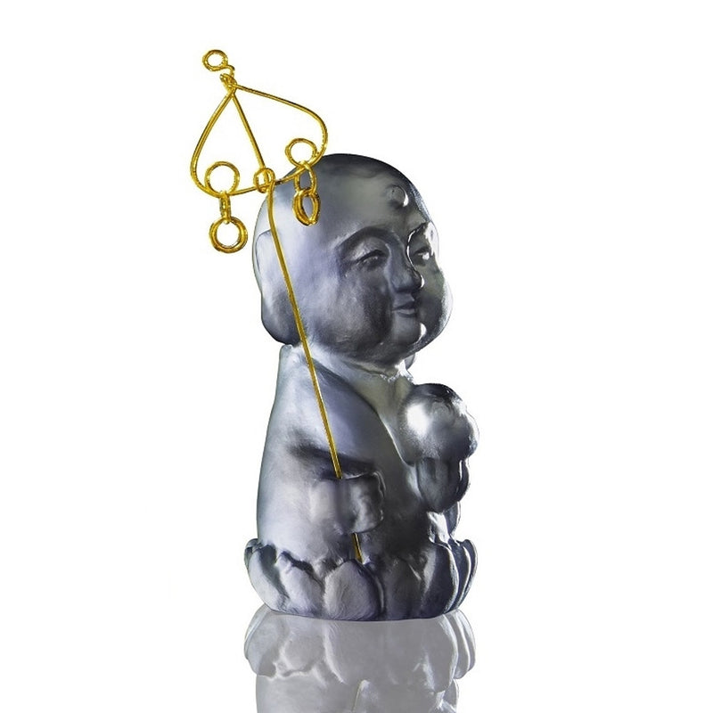 Crystal Buddha, Ksitigarbha Bodhisattva, Joyous and Worry-Free-Healthy, Happy - LIULI Crystal Art