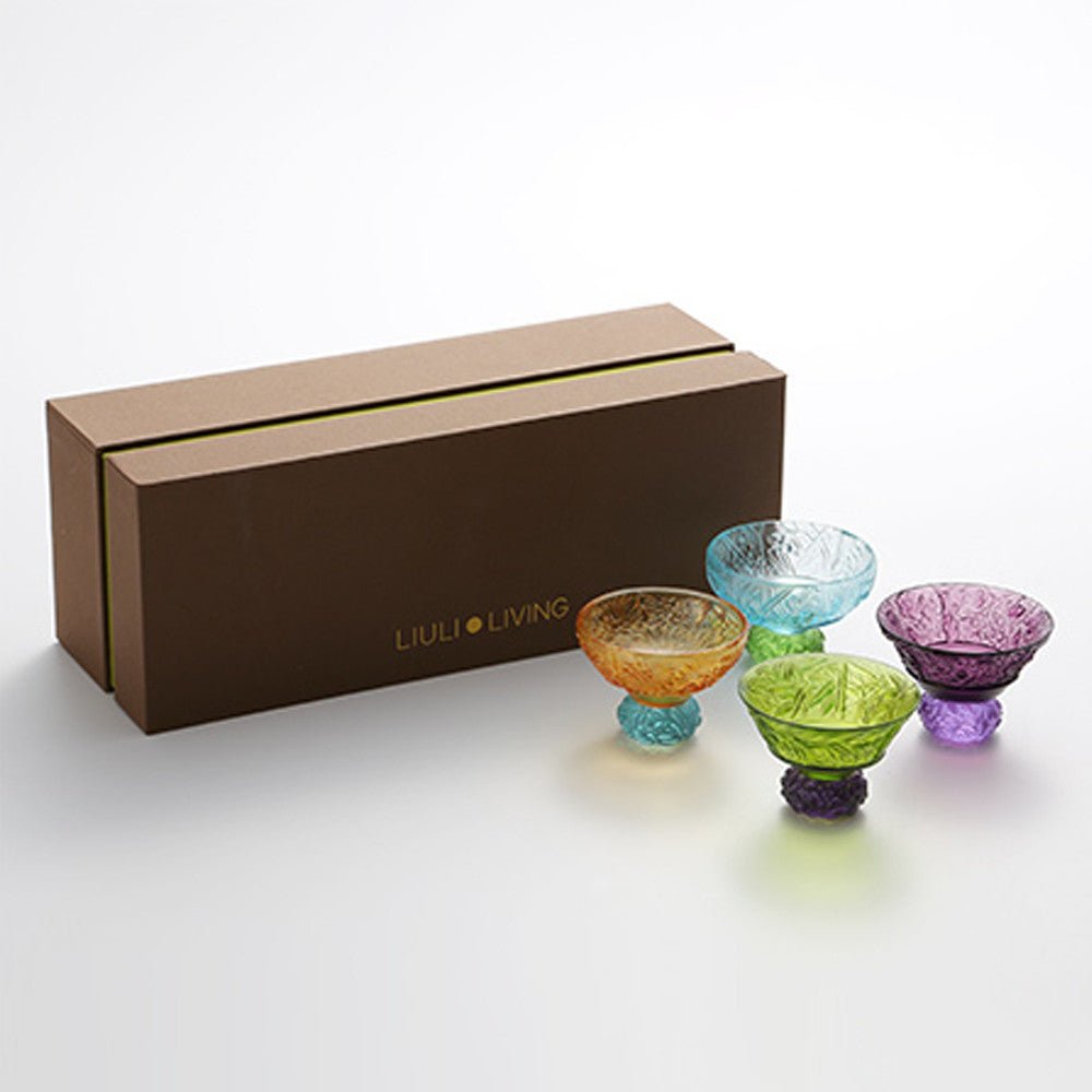 A Drink To Virtue (Set of 4), Sake Glass, Shot Glass (4 Designs) - LIULI Crystal Art