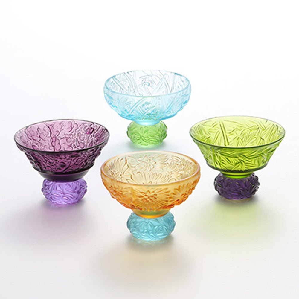 A Drink To Virtue (Set of 4), Sake Glass, Shot Glass (4 Designs) - LIULI Crystal Art