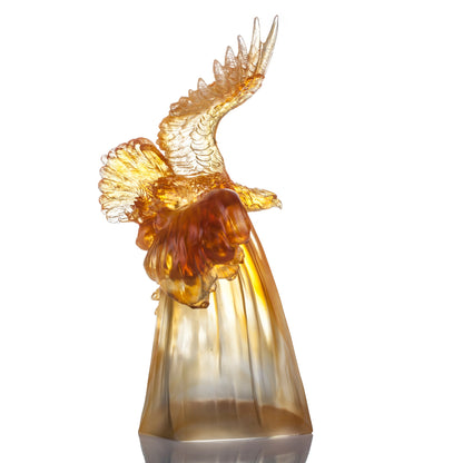 Aligned with the Light, I am Amplified, Amber Eagle Bird Figurine