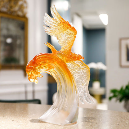 Aligned with the Light, I am Amplified, Amber Eagle Bird Figurine