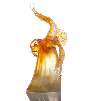 Aligned with the Light, I am Amplified, Amber Eagle Bird Figurine