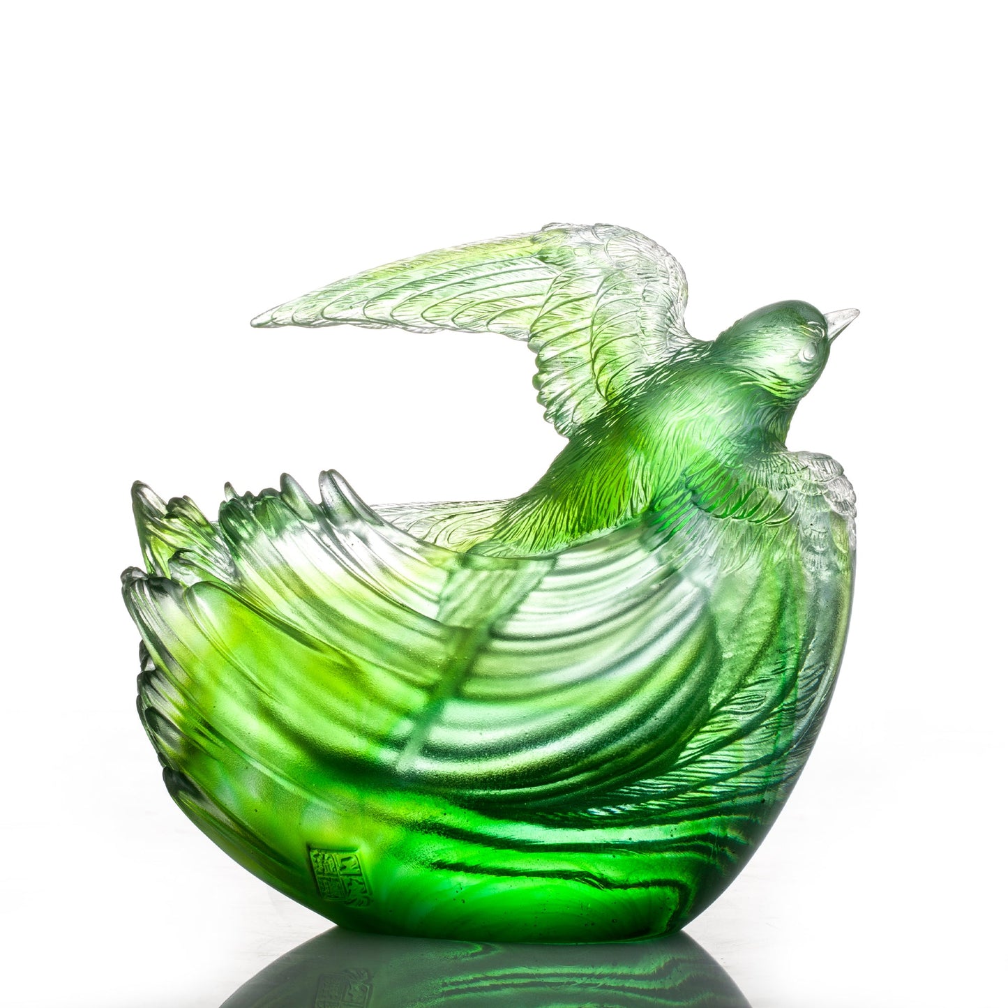 Aligned with the Light, I am Blessed, Green Swallow Bird Figurine
