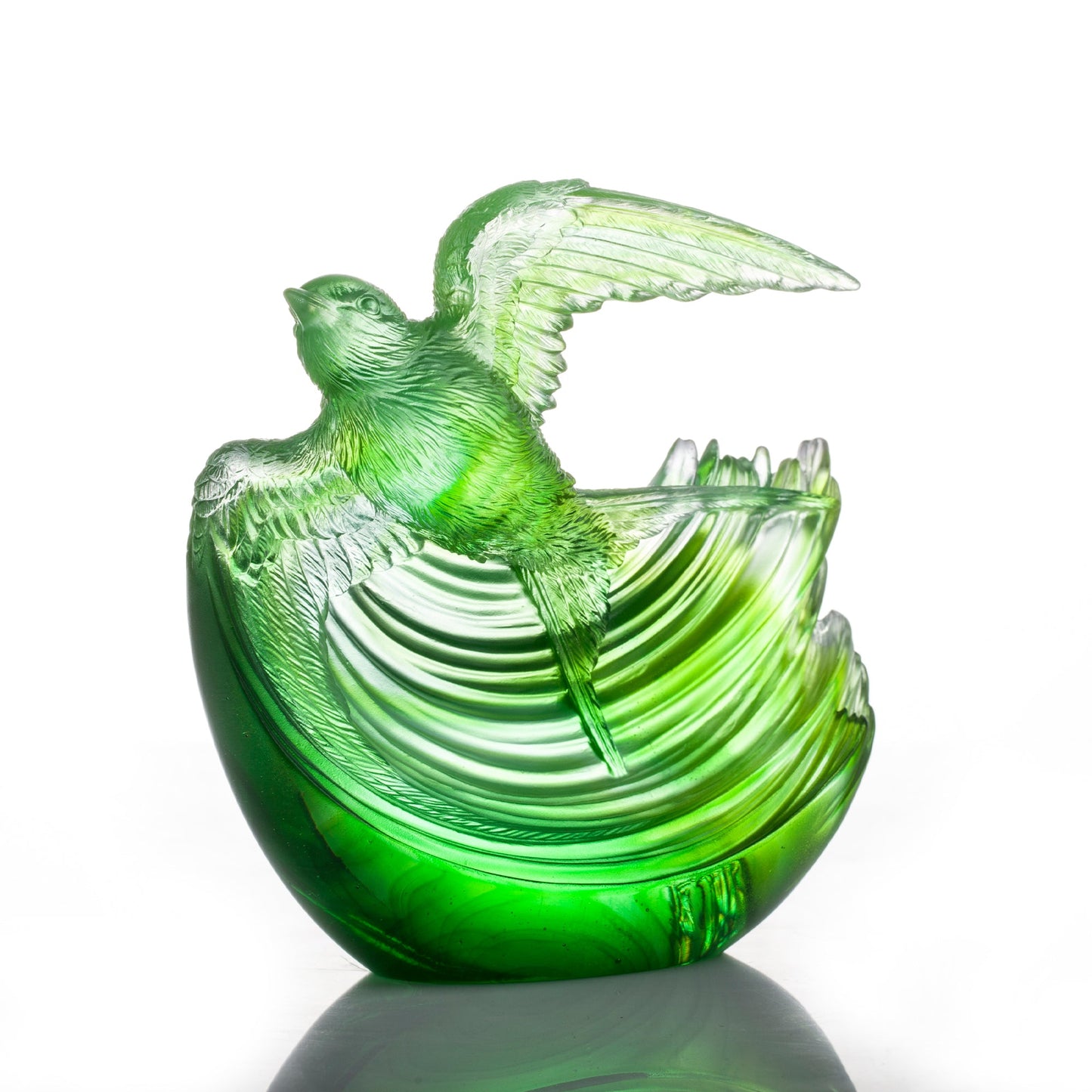 Aligned with the Light, I am Blessed, Green Swallow Bird Figurine