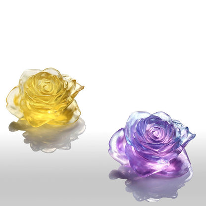 Chinese Crystal Art Flower, Rose, For an Amorous World - LIULI Crystal Art