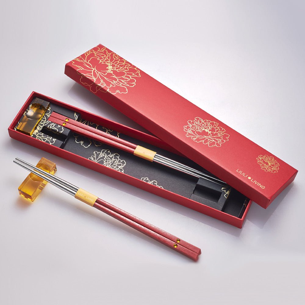 '-- DELETE -- Blessed - Chopstick & Holder Set (Set of 2 Pairs) - LIULI Crystal Art