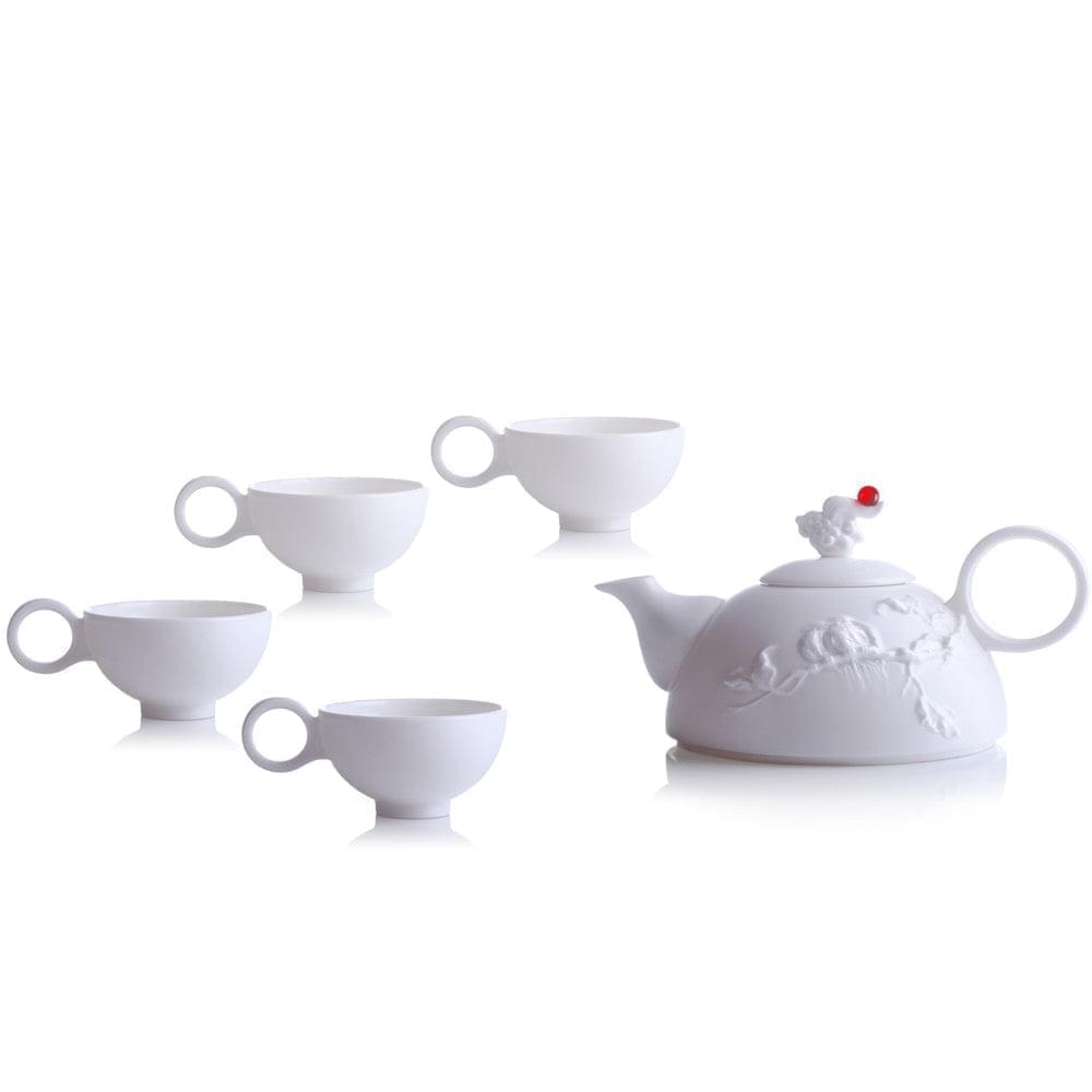Bone China Tea and Coffee Set (1 Tea Pot & 4 Cups) - Autumn Mountain