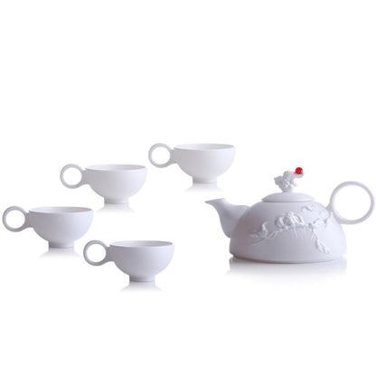 Bone China Tea and Coffee Set (1 Tea Pot & 4 Cups) - Autumn Mountain