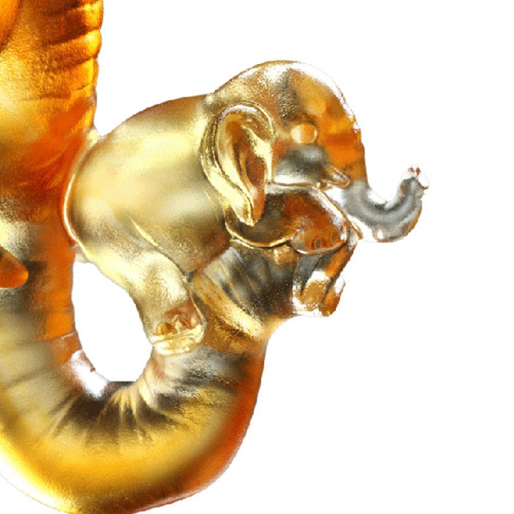 Crystal Animal, Elephant, A Push Forward the Fortune - LIULI Crystal Art