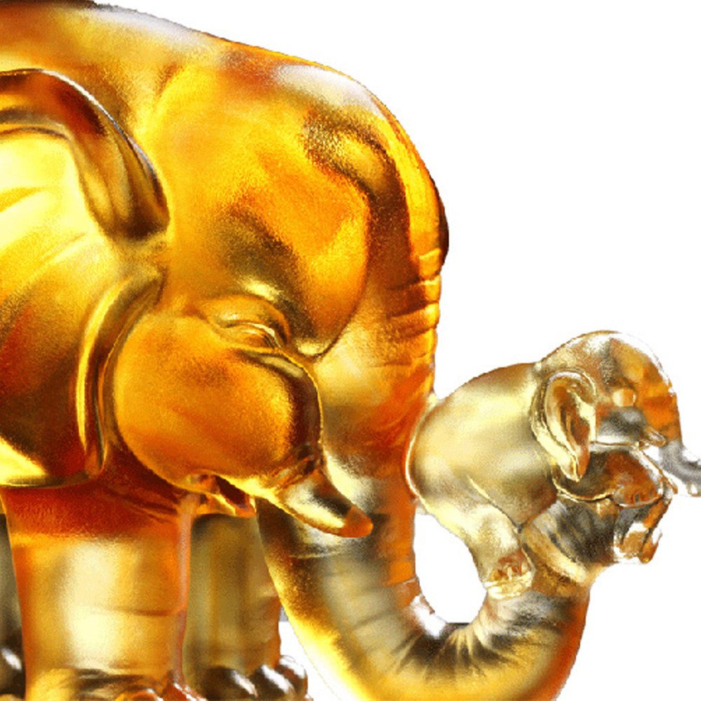 Crystal Animal, Elephant, A Push Forward the Fortune - LIULI Crystal Art