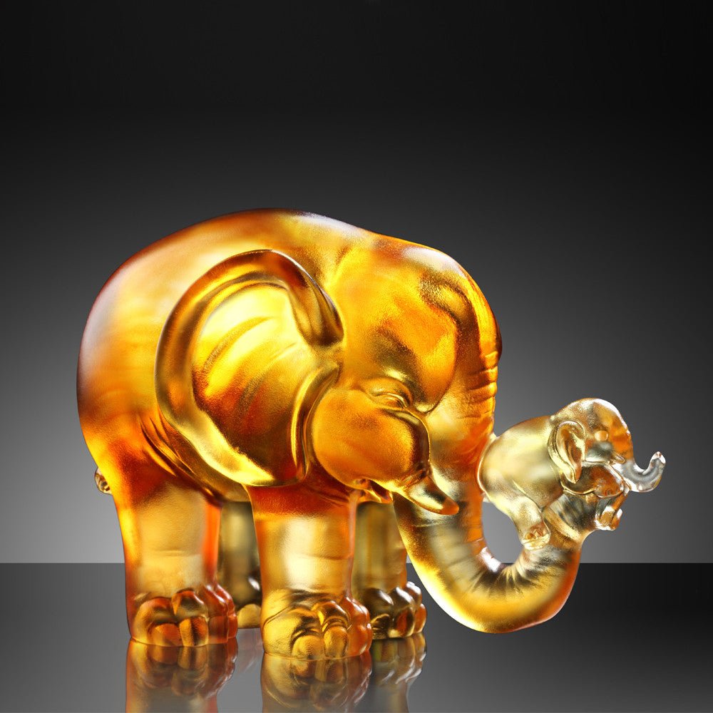 Crystal Animal, Elephant, A Push Forward the Fortune - LIULI Crystal Art