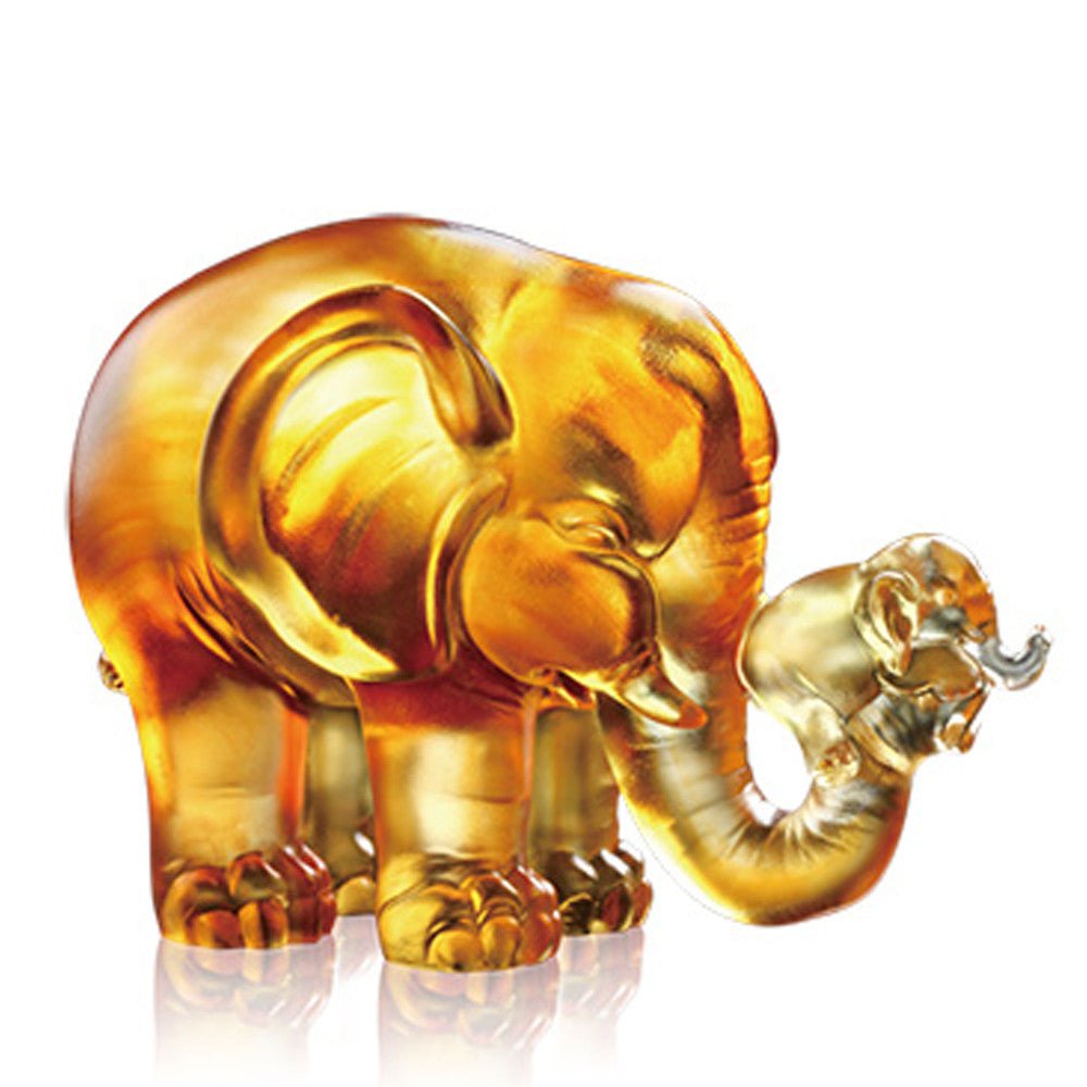 Crystal Animal, Elephant, A Push Forward the Fortune - LIULI Crystal Art