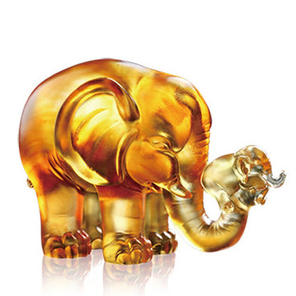 Crystal Animal, Elephant, A Push Forward the Fortune - LIULI Crystal Art