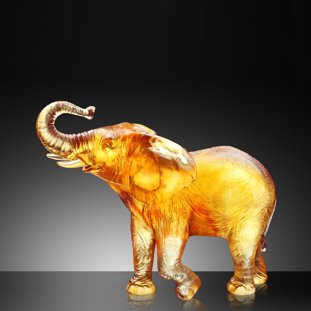 Crystal Animal, Elephant, Auspicious Mornings - LIULI Crystal Art