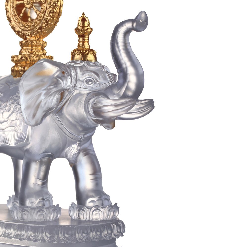 Crystal Animal, Elephant, True Dharma Illumination (24K Gilded) - LIULI Crystal Art