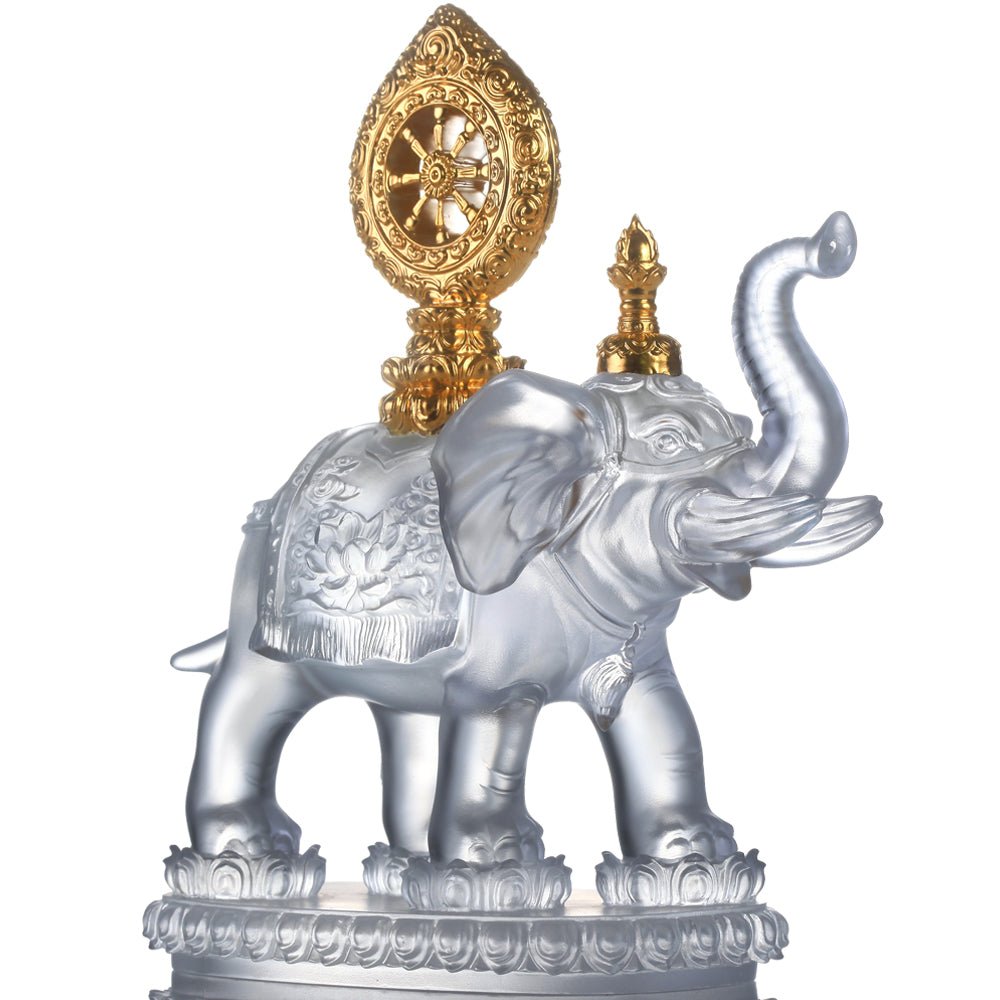Crystal Animal, Elephant, True Dharma Illumination (24K Gilded) - LIULI Crystal Art