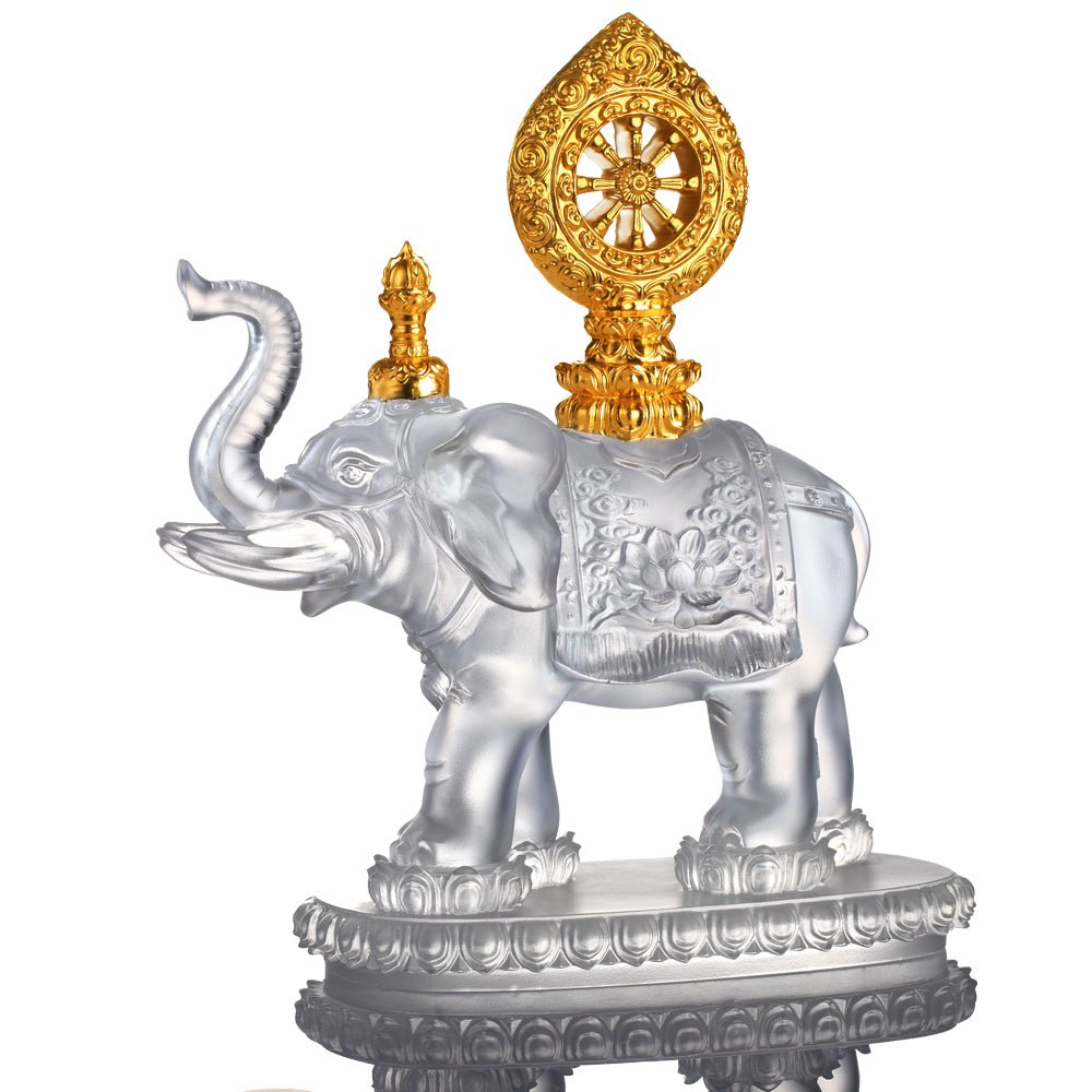 Crystal Animal, Elephant, True Dharma Illumination (24K Gilded) - LIULI Crystal Art