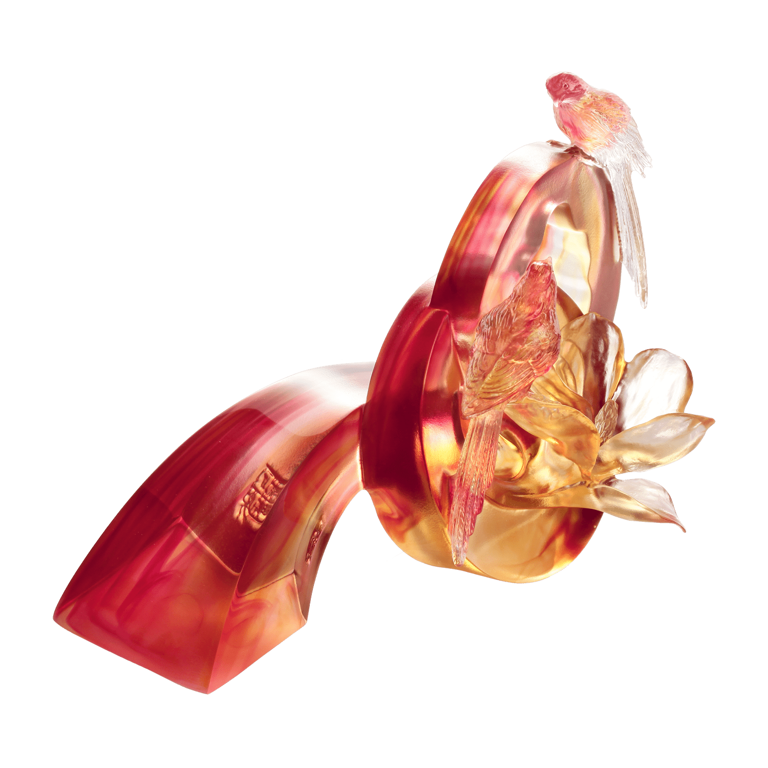 Crystal Animal & Flower, Magpie & Magnolia, Ruyi Blooms - LIULI Crystal Art