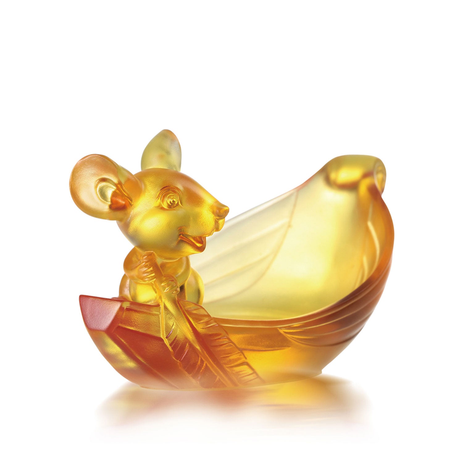 Crystal Animal, Money Bank, Piggy Bank, Year of the Rat, Aboard the Auspicious Ship - LIULI Crystal Art