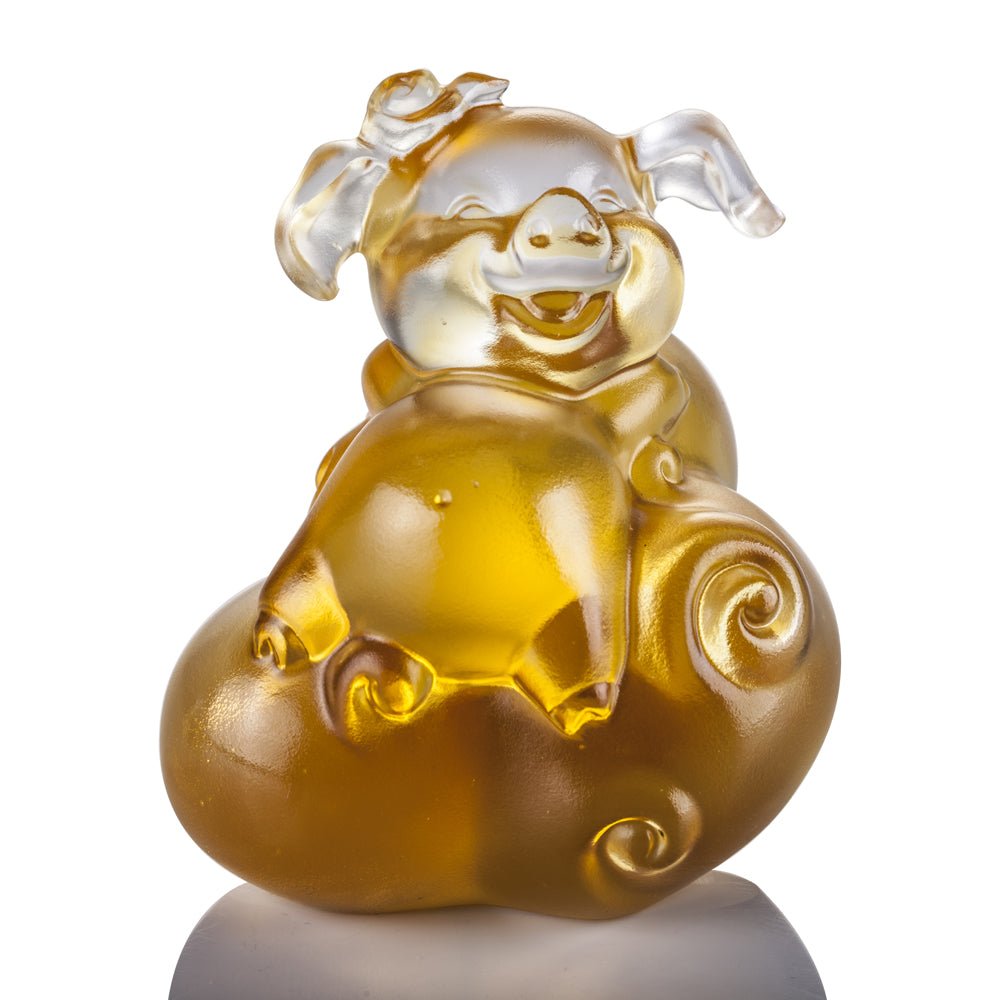Crystal Animal, Pig, Fortune and Fulfillment - LIULI Crystal Art