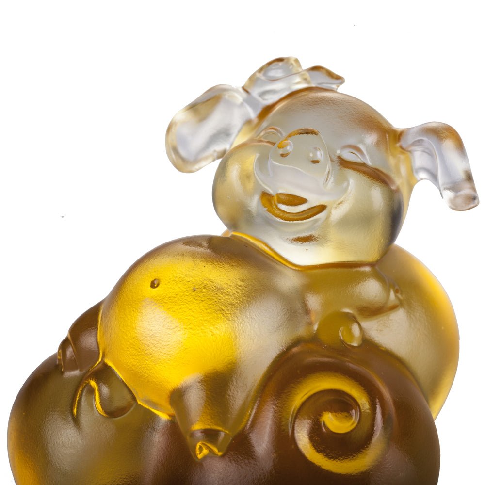 Crystal Animal, Pig, Fortune and Fulfillment - LIULI Crystal Art