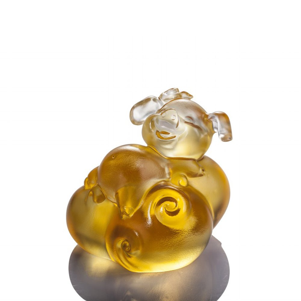 Crystal Animal, Pig, Fortune and Fulfillment - LIULI Crystal Art