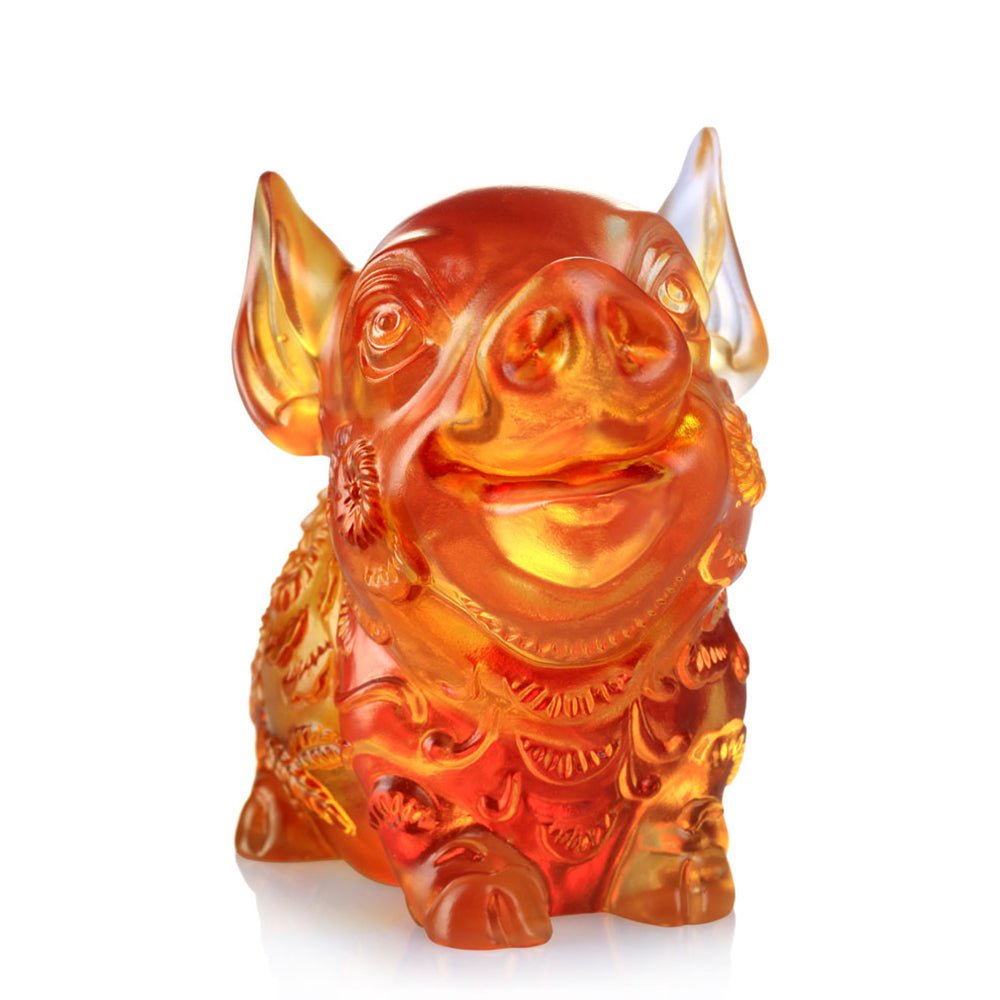 Crystal Animal, Pig, Piglet of Fortune - LIULI Crystal Art