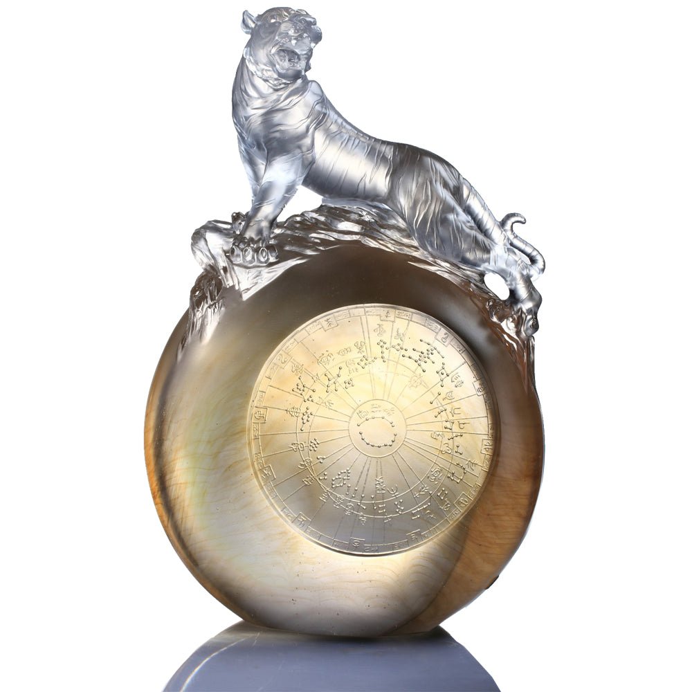 Crystal Animal, Tiger, Guardian, White Tiger of the West-Roar of the Tiger - LIULI Crystal Art