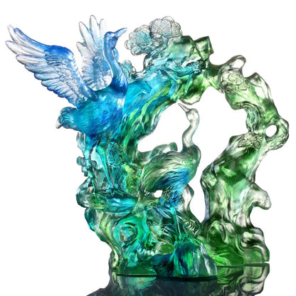 Crystal Bird, Crane, Infinite Eternity - LIULI Crystal Art