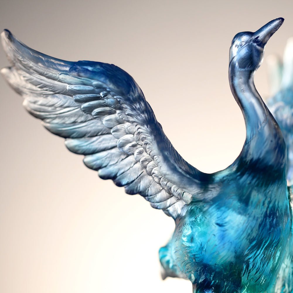 Crystal Bird, Crane, Infinite Eternity - LIULI Crystal Art
